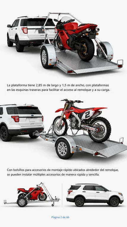 Plano del remolque porta motos