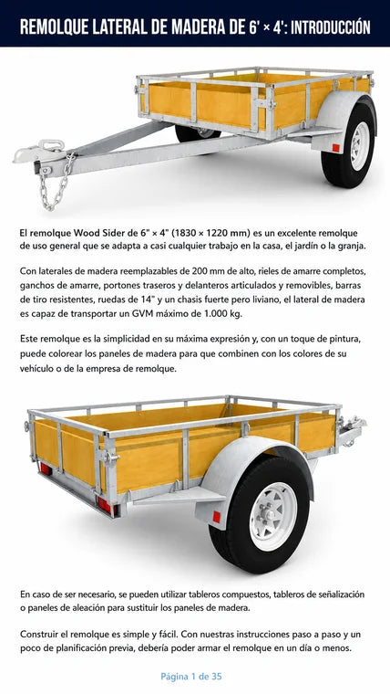 Plano del remolque lateral de madera