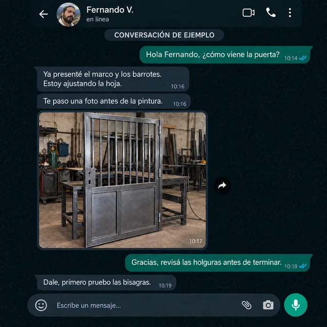 Conversación de ejemplo sobre un proyecto fabricado con los planos