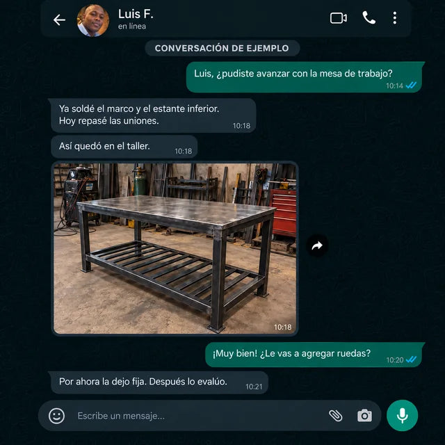 Conversación de ejemplo sobre un proyecto fabricado con los planos