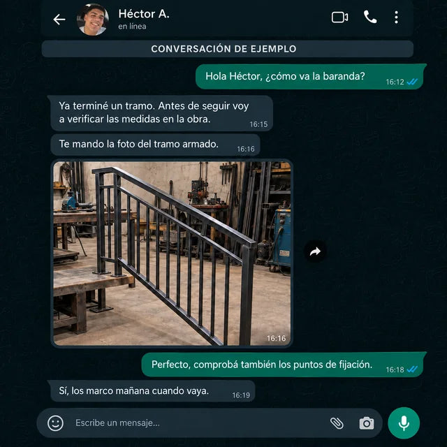 Conversación de ejemplo sobre un proyecto fabricado con los planos