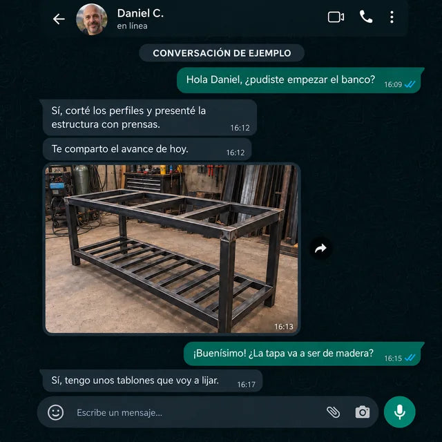 Conversación de ejemplo sobre un proyecto fabricado con los planos