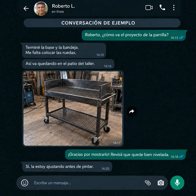 Conversación de ejemplo sobre un proyecto fabricado con los planos
