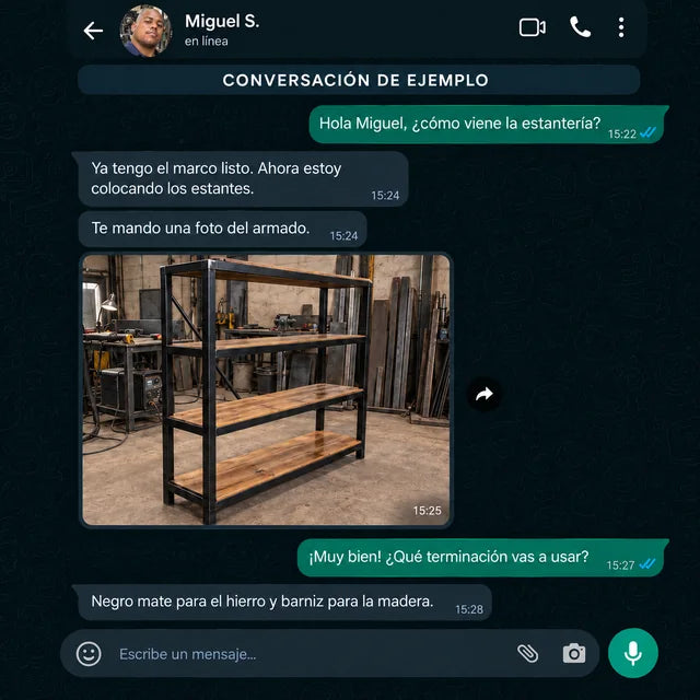 Conversación de ejemplo sobre un proyecto fabricado con los planos
