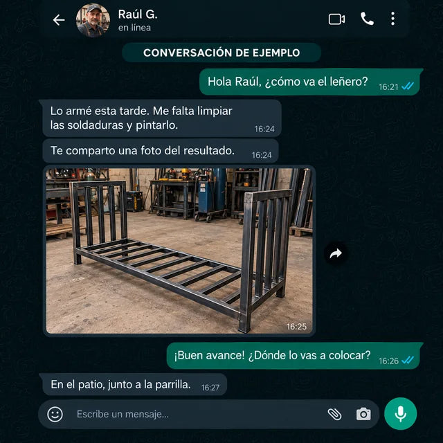 Conversación de ejemplo sobre un proyecto fabricado con los planos